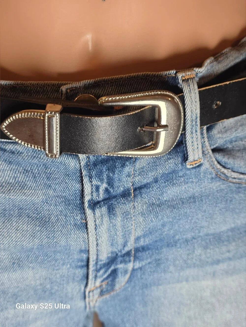 Vintage Concho Black/Espresso Leather Belt with Silver Buckle Rare